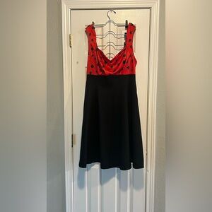 Torrid Red and Black Floral Midi Miranda Swing Dress, Sz 16